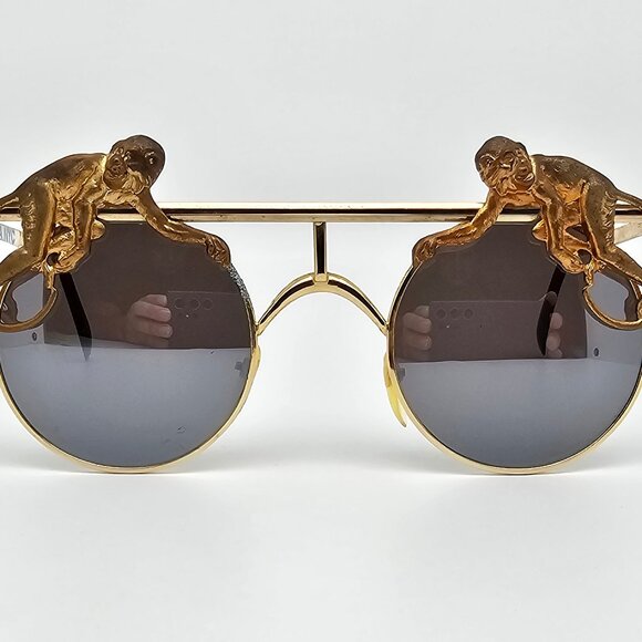 Mercura NYC Gold Brass Flying Monkeys Silver Mirror Vintage Aviator Sunglasses main image 15